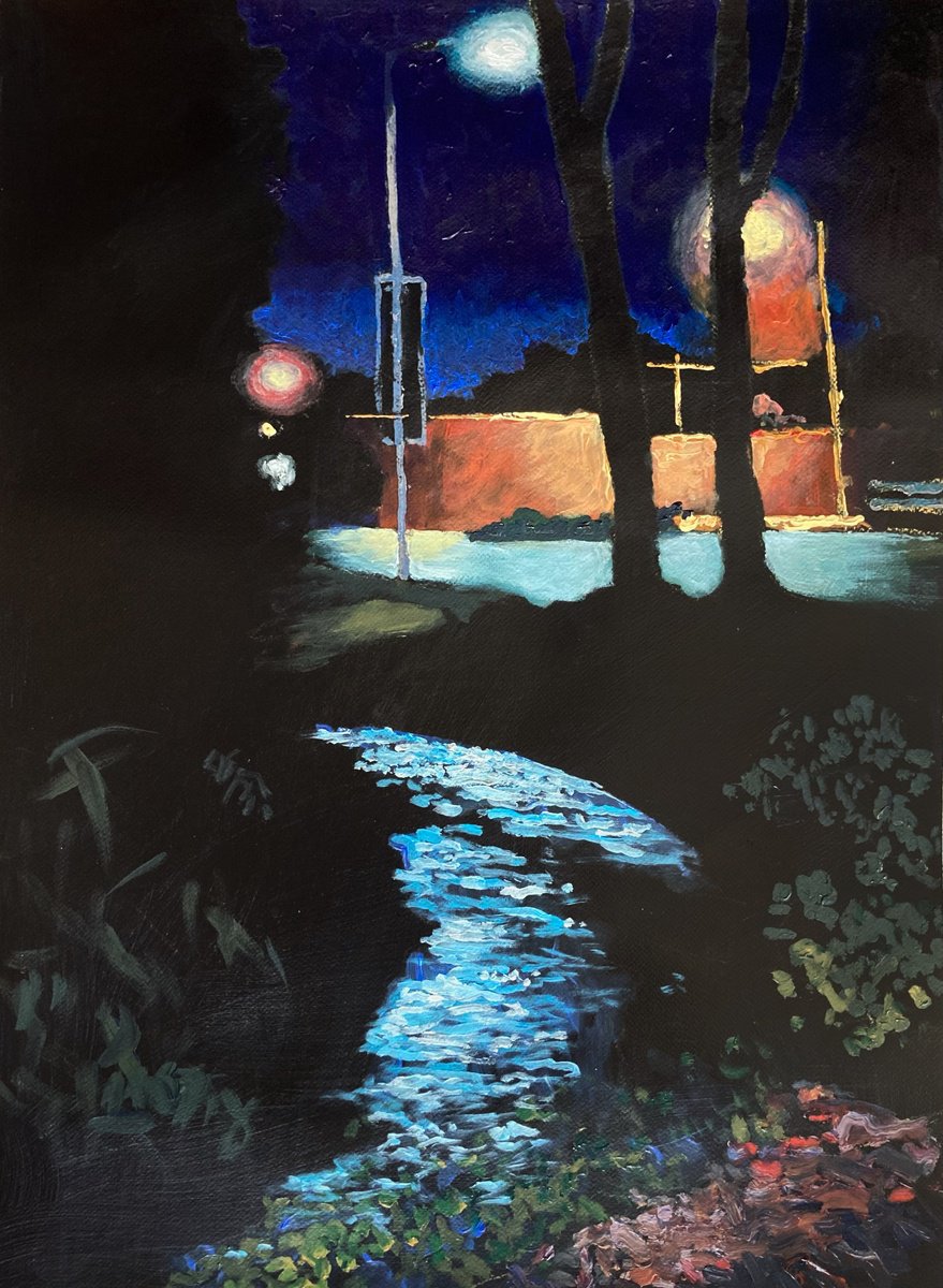 Night Creek By John Cottee, 22 X 30, Artwork For Sale On Artfinder