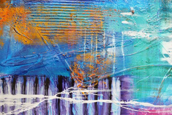 Square Root of Grunge 240cm x 100cm Colourful Abstract Art