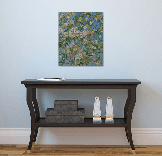 Blossoming pear branches - Original oil painting (2020)