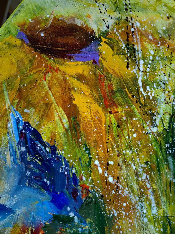 "In my Garden" from "Colours of Summer" collection, abstract flower painting