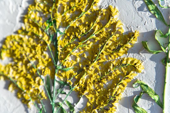 Goldenrod mixed media relief painting