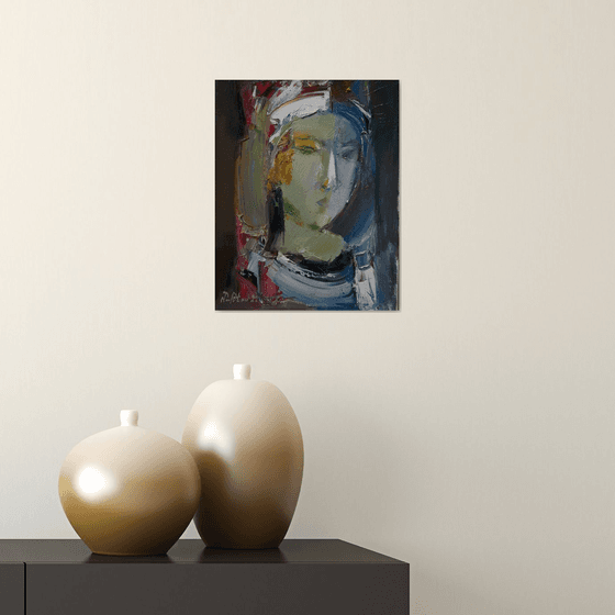Portrait (24x30cm, oil/canvas, abstract portrait)