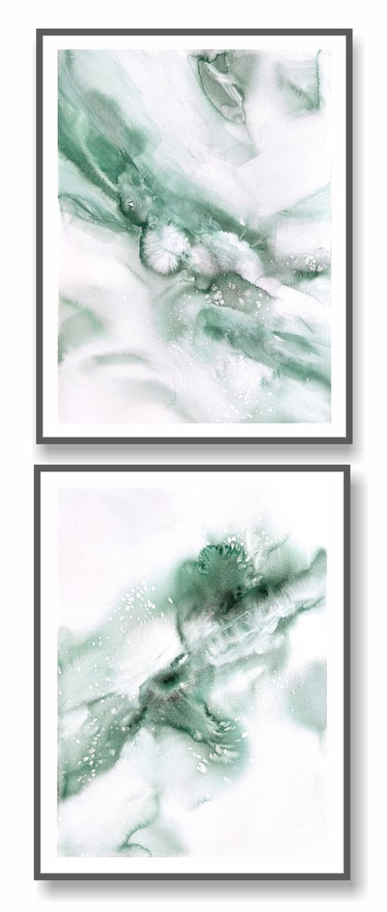 Green abstract set of 2