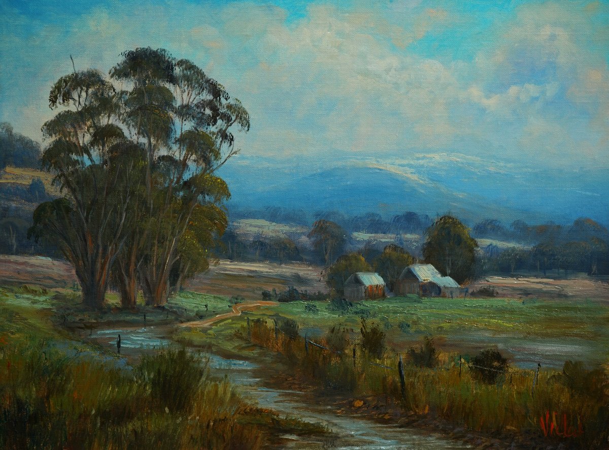 Impressionistic Landscape Oil Painting By Christopher Vidal, 16 X 12, Moody Day In Victoria, Original Artwork