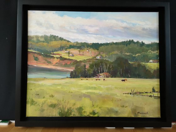 Farm by the shore, Plein Air (16×20")