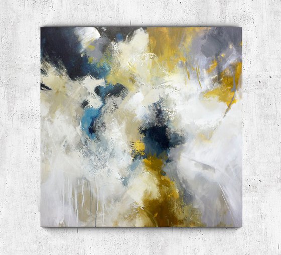 "Flight of fancy" Gray rust abstract art