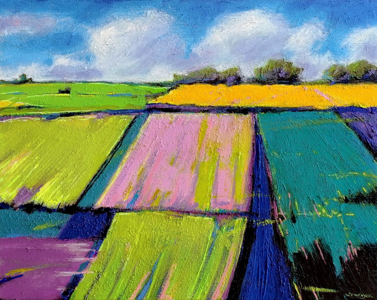 Impressionistic Landscape Acrylic Painting By Evgen Semenyuk, 20 X 16, After Summer Rain, Original Artwork