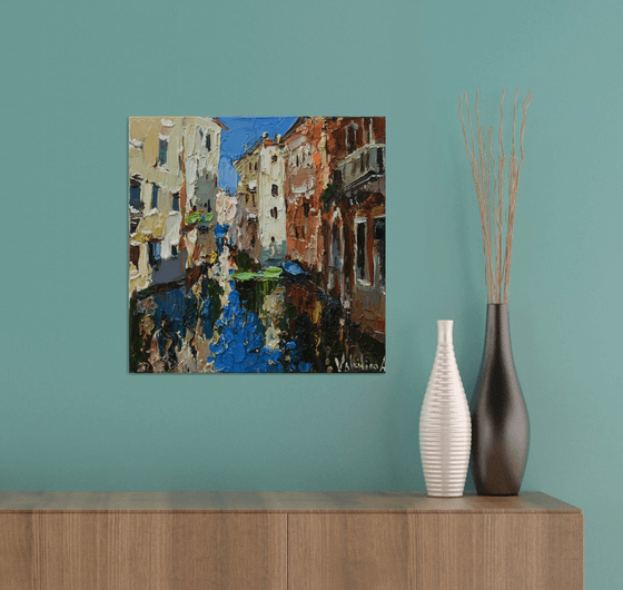 Venice. italian landscape- Original impasto landscape painting textured Oil painting Italy wall art