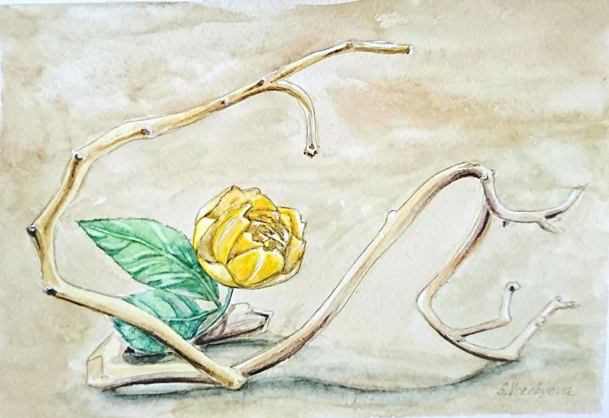 Ikebana. Watercolor painting on paper. by Svetlana Vorobyeva