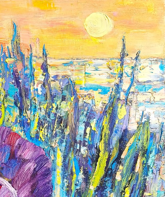 Purple Iris at Sunset