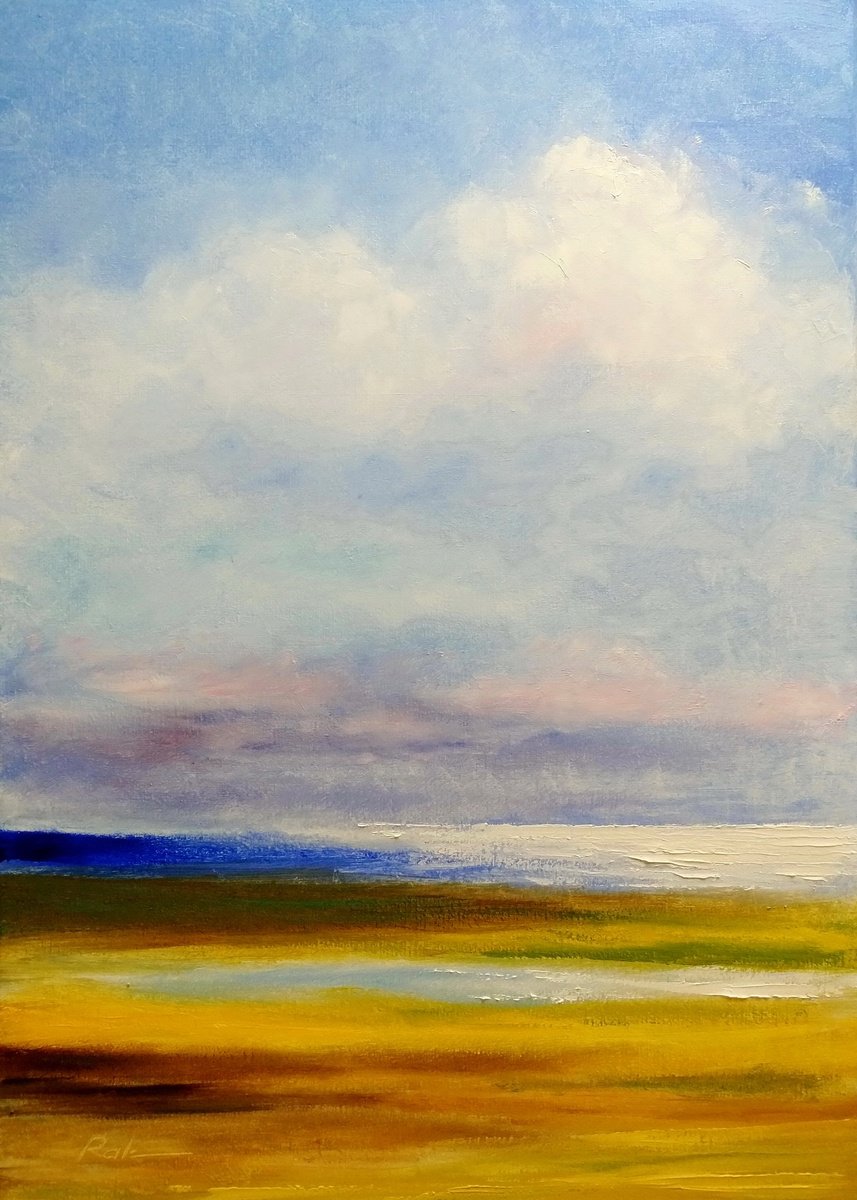 Abstract Landscape Oil Painting By Oleh Rak, 20 X 28", Heavenly Landscape, Original Artwork