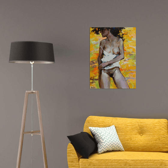 Nude Girl Figure Painting - Original Oil Painting