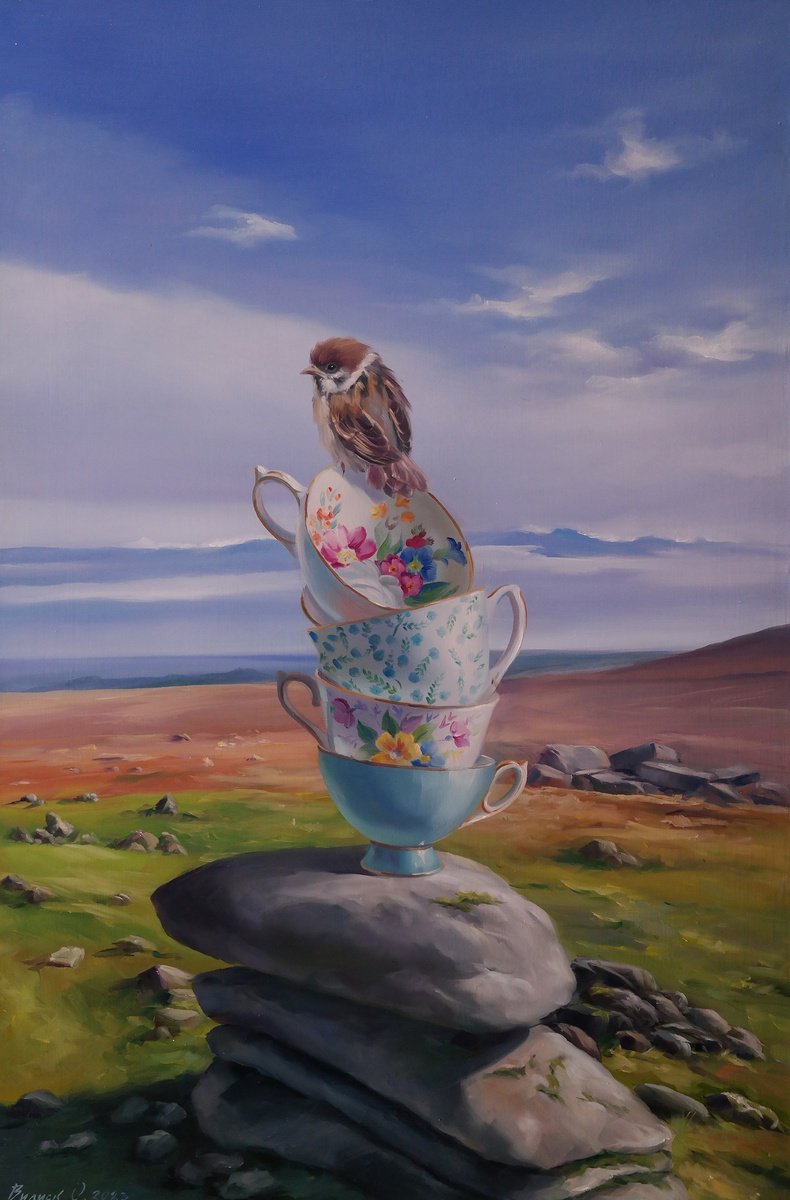 Illustrative Still Life Oil Painting By Lena Vylusk, 16 X 24", "Pending", Original Artwork