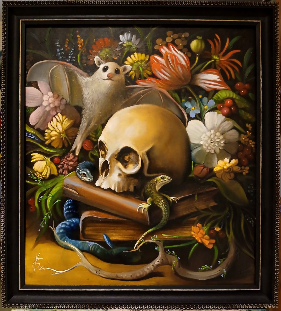 Surrealistic Acrylic Painting , A Company Of Wise Creatures By Valentina Toma