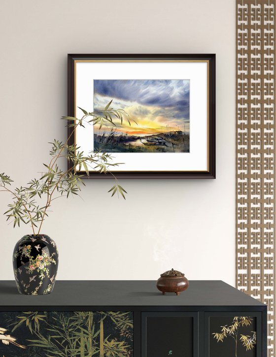 Boats on the pier Sunset #4