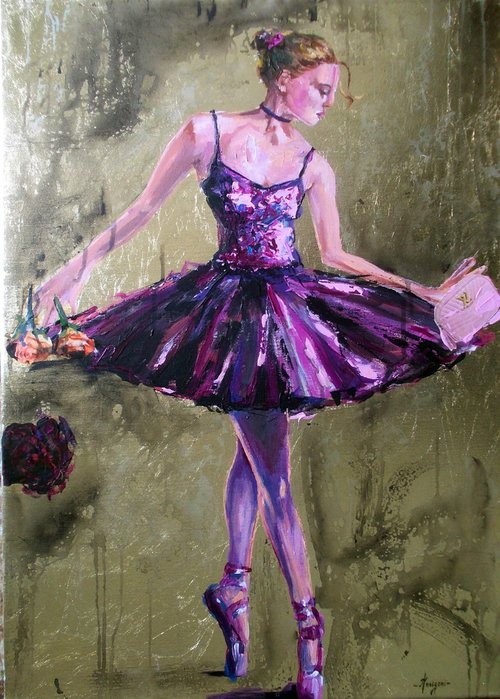 En Pointe  - Ballerina   Painting on Canvas by Antigoni Tziora
