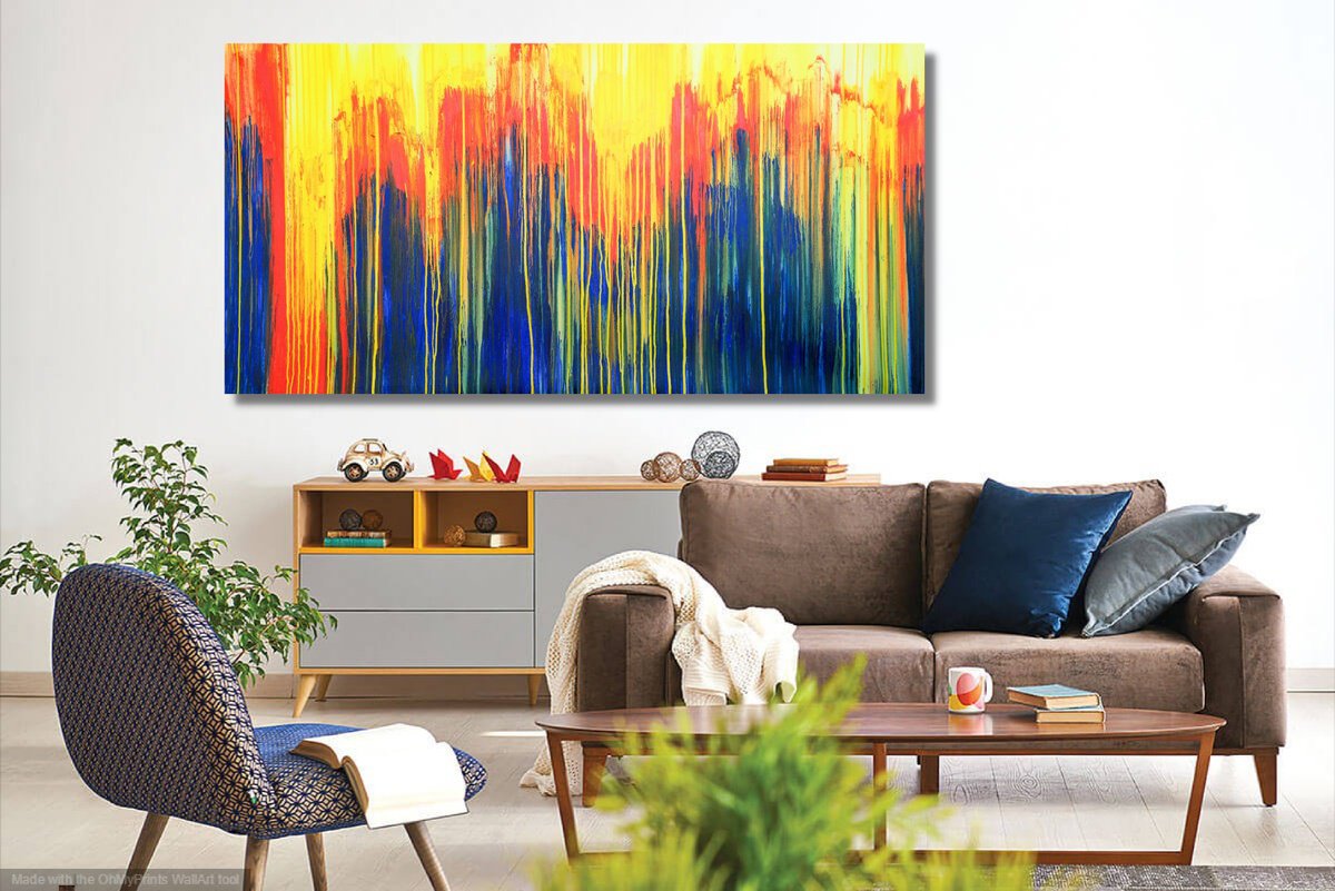 Abstract Acrylic Painting By Carla Sa Fernandes, 71 X 35, The Emotional Creation #275, Original Artwork