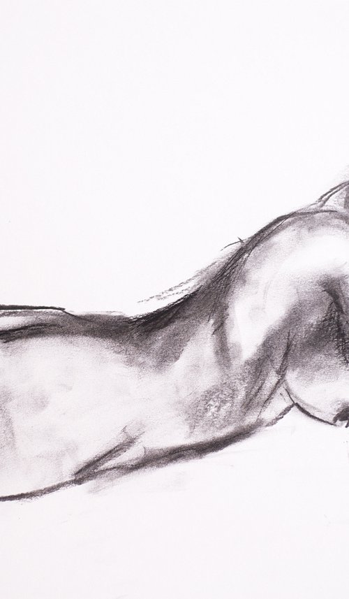 Nude in charcoal. 31. Black and white minimalistic female girl beauty body positive by Sasha Romm