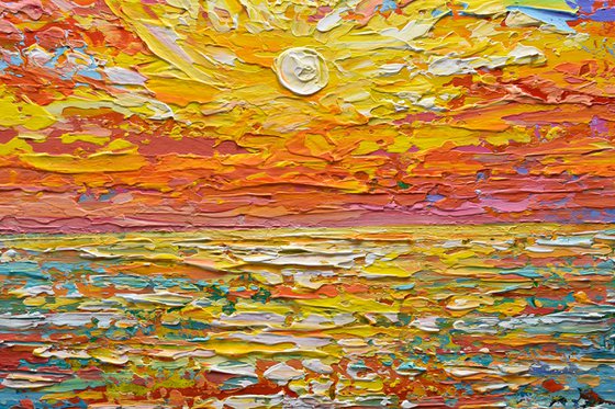 Sunset - Colorful Palette knife Painting on Canvas