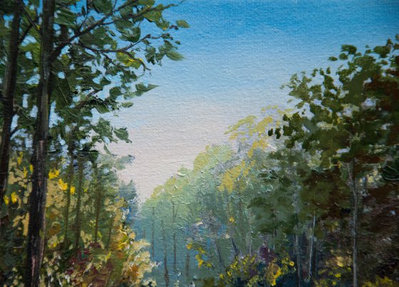 Sunny morning. Oil painting. Original Art. Miniature 6 x 6in