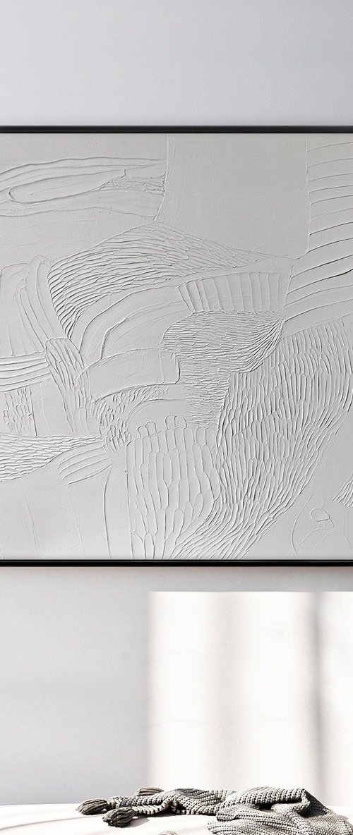 "Nulla 3" Abstract white high textured art by Alex
