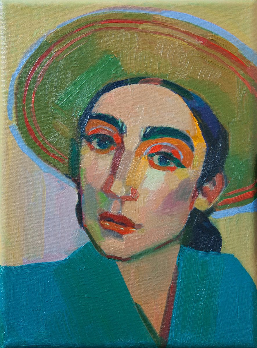 Young Girl in a Straw Hat by Anna Khaninyan