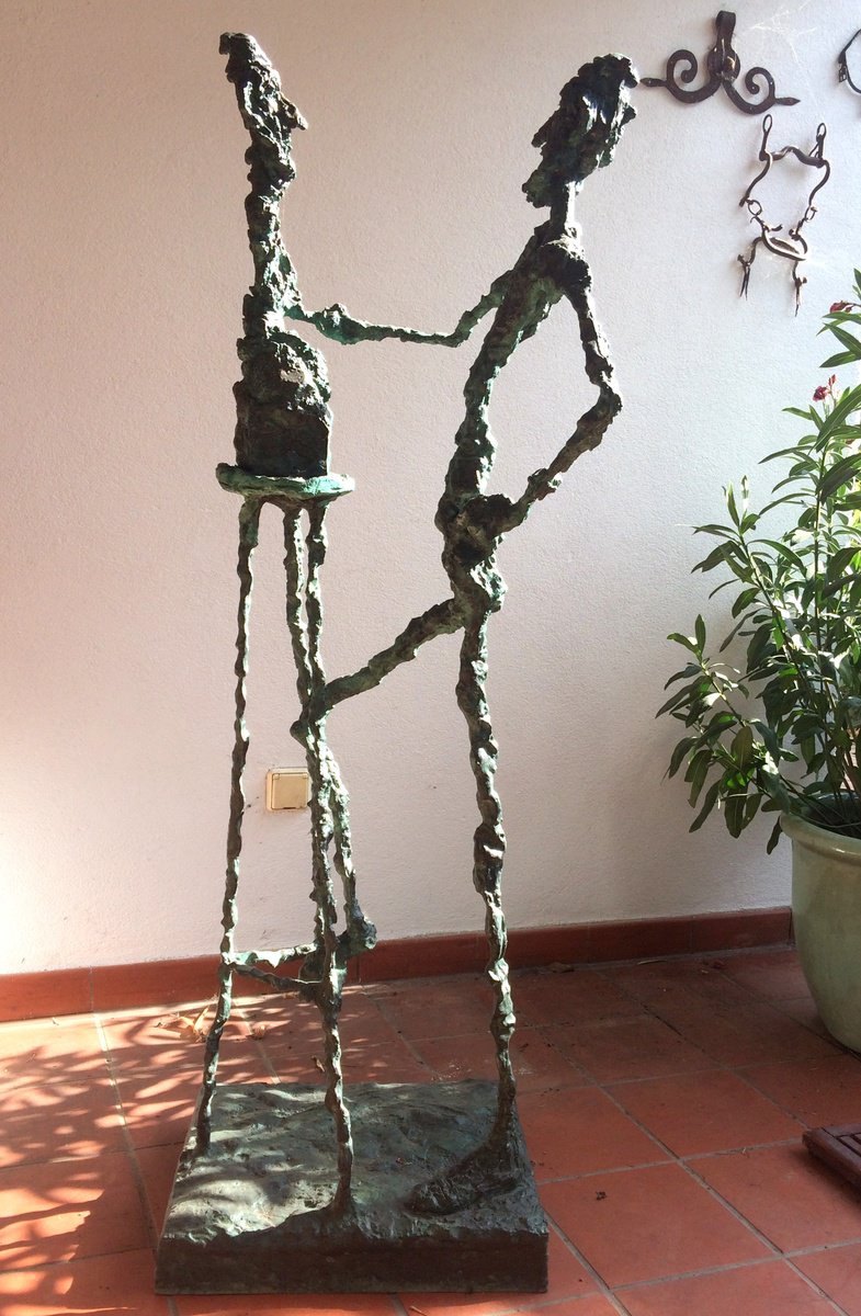 Surrealistic Portrait Bronze Sculpture By Toth Erno, 20 X 51", Creator 1., Original Artwork