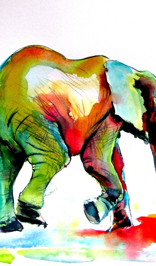 Colorful elephant alone II by Kovács Anna Brigitta