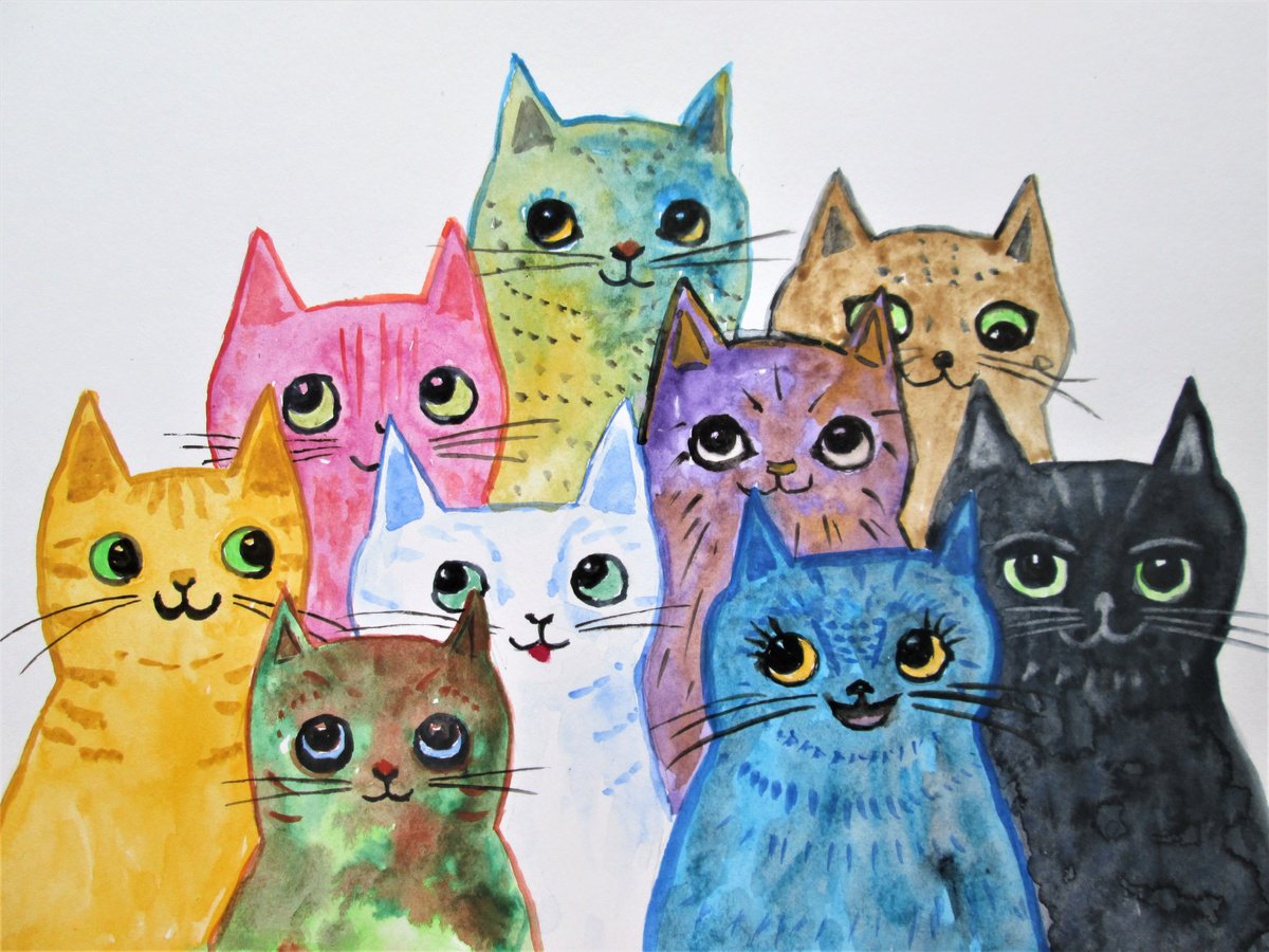 Expressive Drawing , Cat, Kitten And More Cats By Marjansart, 12 X 8, Artwork For Sale On Artfinder