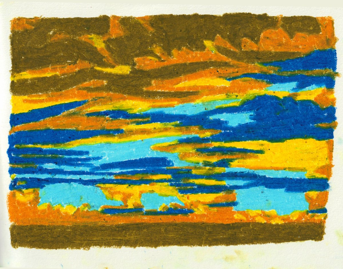 Illustrative Landscape Pastel Drawing By Ewen Farr, 12 X 9, Pudding, Original Artwork