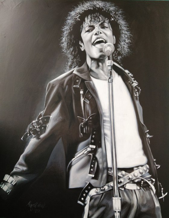 Michael Jackson portrait Original signed painting on canvas artwork present  Idea fan gift Moonwalker MJ party wall-art King of pop music Mixed-media  painting by Lesja Rygorczuk | Artfinder