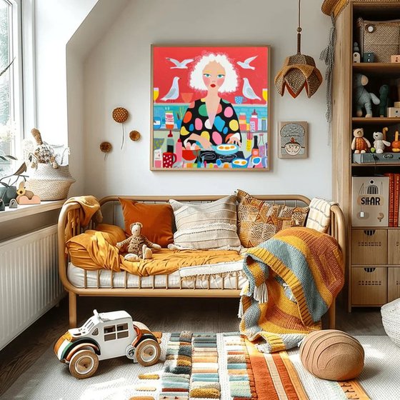 Whimsical Kitchen Woman