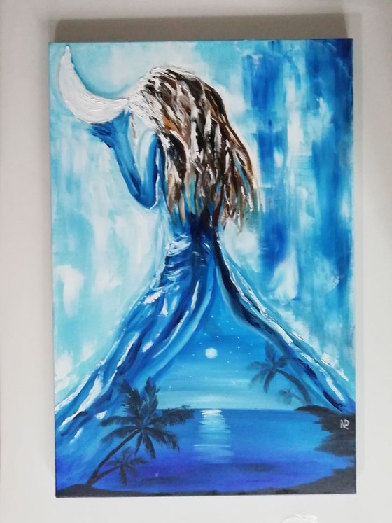 The Queen of the night, original canvas art, gift idea, fantasy painting
