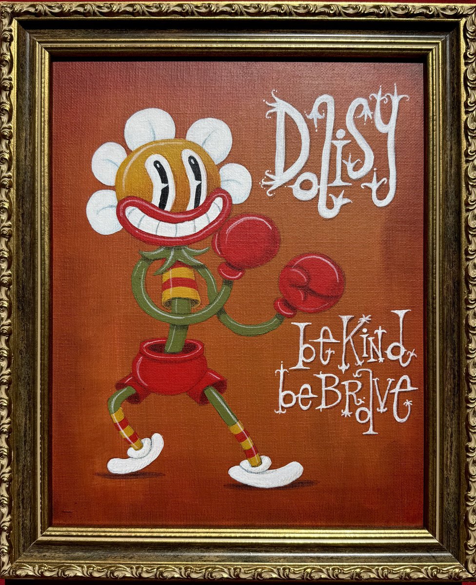Cartoon Acrylic Painting , 894 - Boxing Daisy By Paolo Andrea Deandrea, 11 X 14, Artwork For Sale On Artfinder