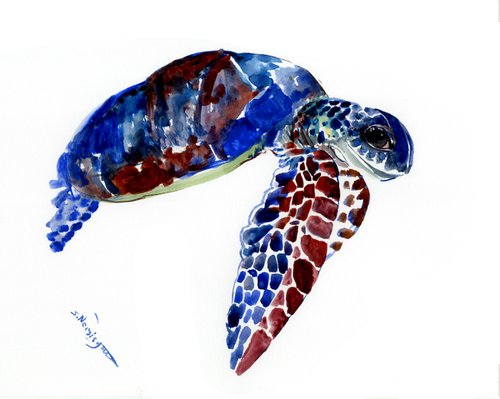 Turtle Painting,Underwater Sea turtle by Suren Nersisyan