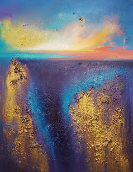 Abstract seascape painting From the Deep / Original painting/ Free shipping