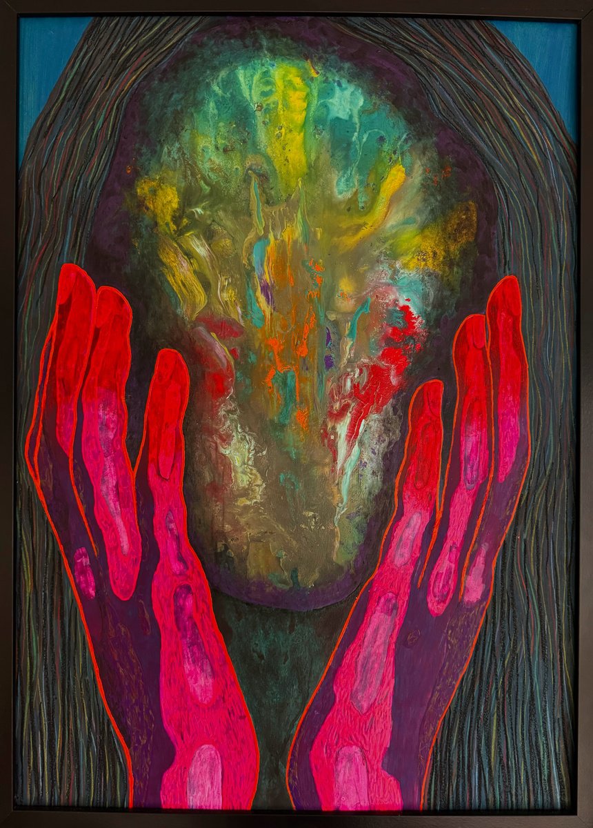 Surrealistic Acrylic Painting , Rethinking By Stefano Pallara, 20 X 28, Artwork For Sale On Artfinder