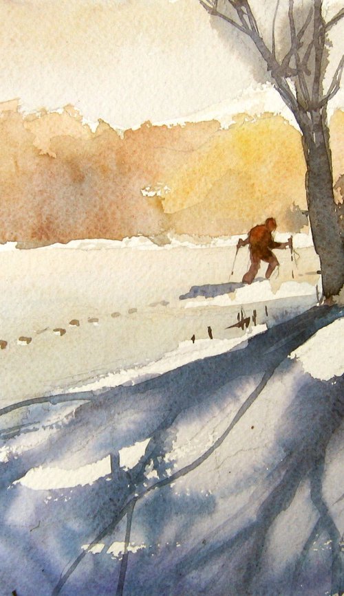 sunny snowscape by Goran Žigolić Watercolors