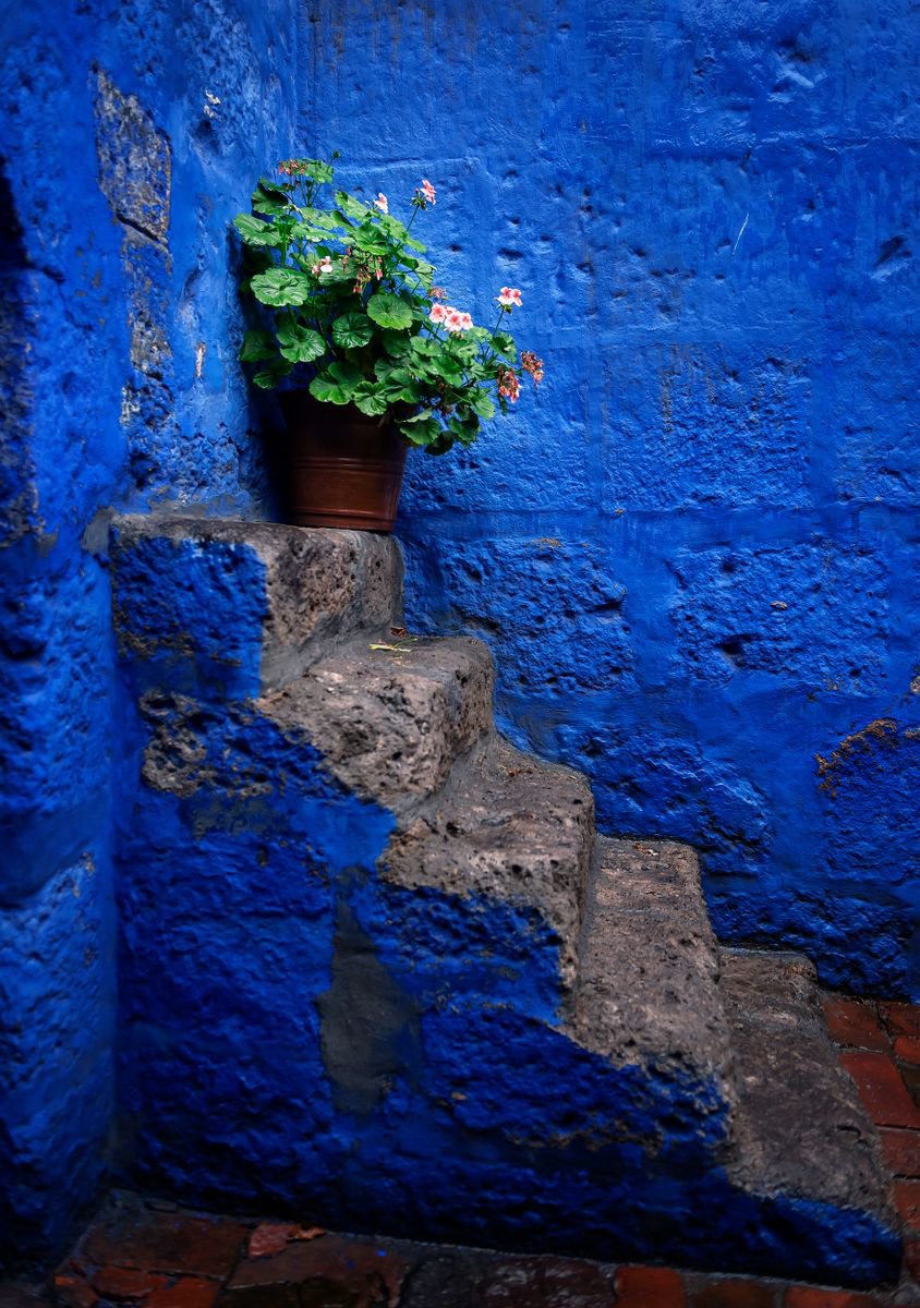Photorealistic Photograph , Blue Stair To Nowhere By Tom Hanslien, 33 X 47, Artwork For Sale On Artfinder