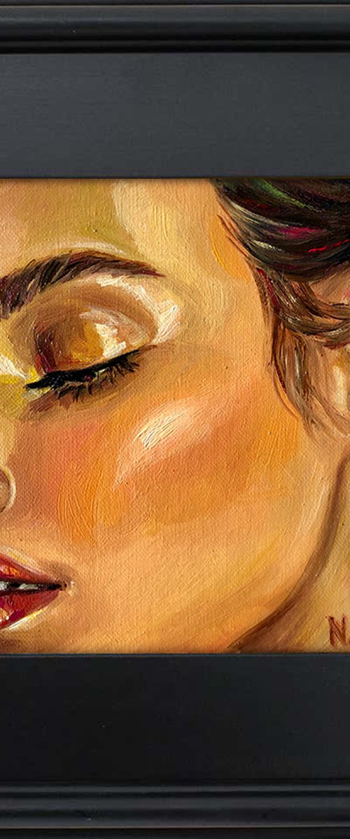 IN THE DETAILS, Original Female Portrait Oil Painting by Nastia Fortune