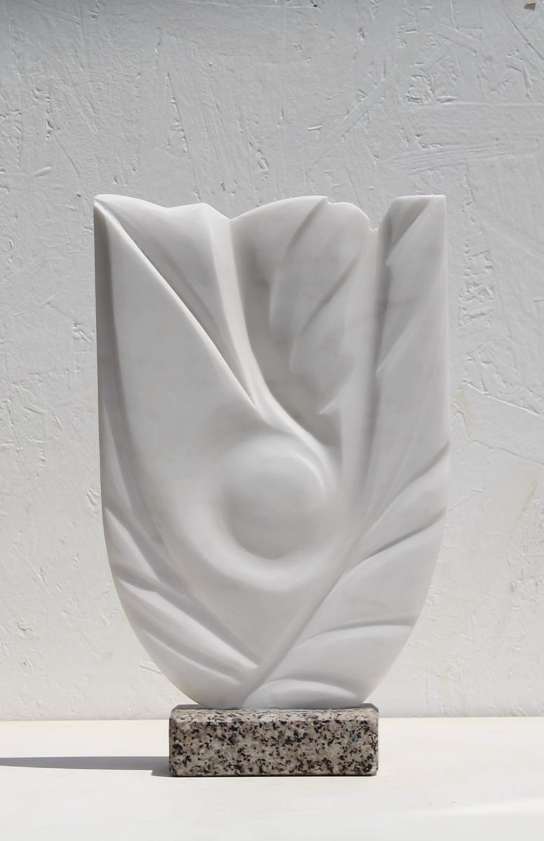 Botanical Stone Sculpture By Ognyan Hristov, 9 X 14", "Harmony", Original Artwork