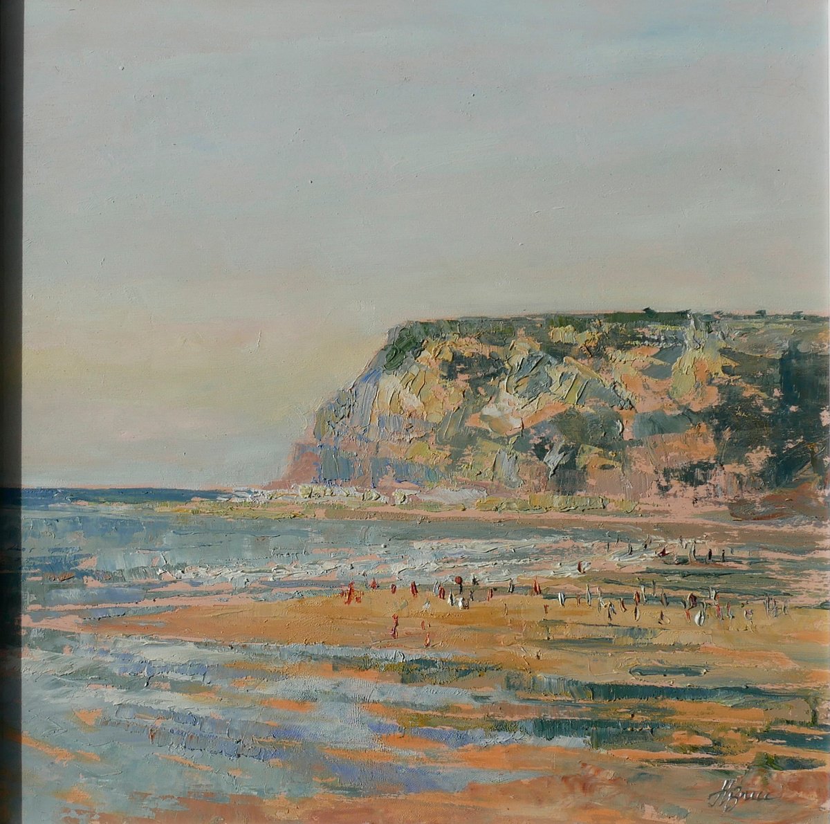 Impressionistic Landscape Oil Painting By Hannah Bruce, 17 X 17, White Cliff Bay Isle Of Wight 2, Original Artwork