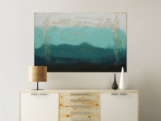 Oceanic Blues Large - Abstract Blue Landscape Painting - Ronald Hunter - 41O