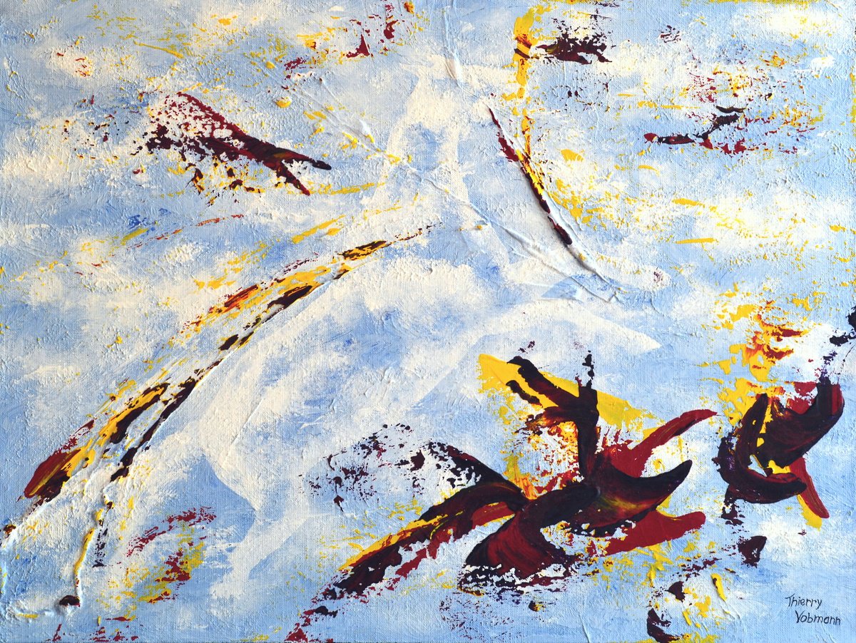 Abstract Acrylic Painting By Thierry Vobmann. Abstract ., 24 X 18", Cloud Jumper, Original Artwork