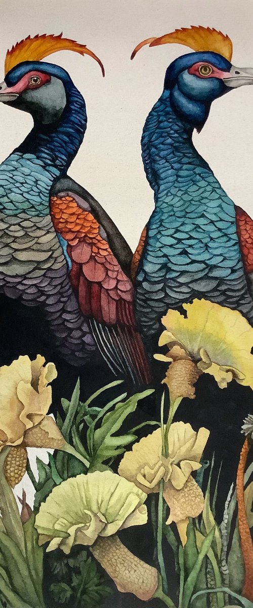 Yellow Crested Birds by Lisa Lennon