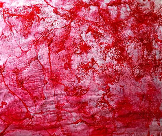 Doubts about the answer - Primary Red - (n.251) - 90 x 75 x 2,50 cm - ready to hang - acrylic painting on stretched canvas