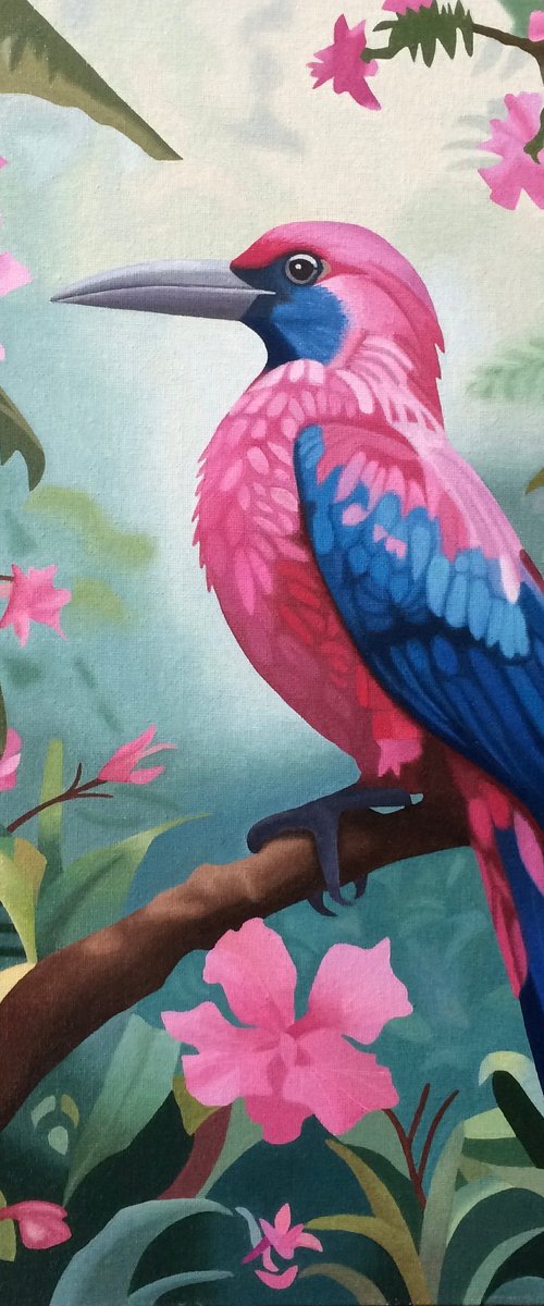 Tropical Bird With Pink by Jill Ann Harper
