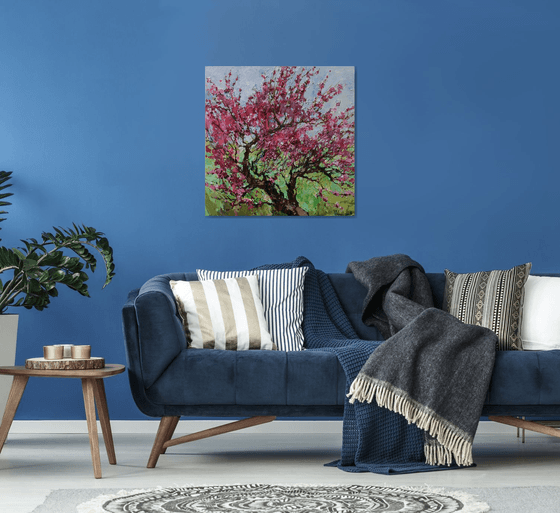 Flowering peach tree