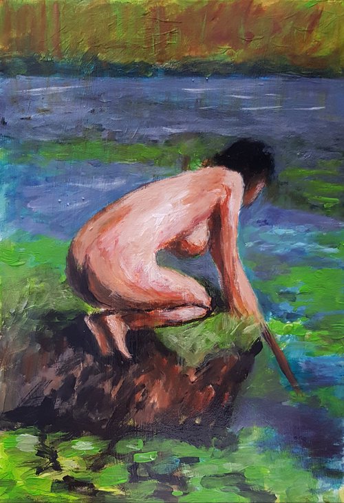 Nudist at the lake by Els Driesen