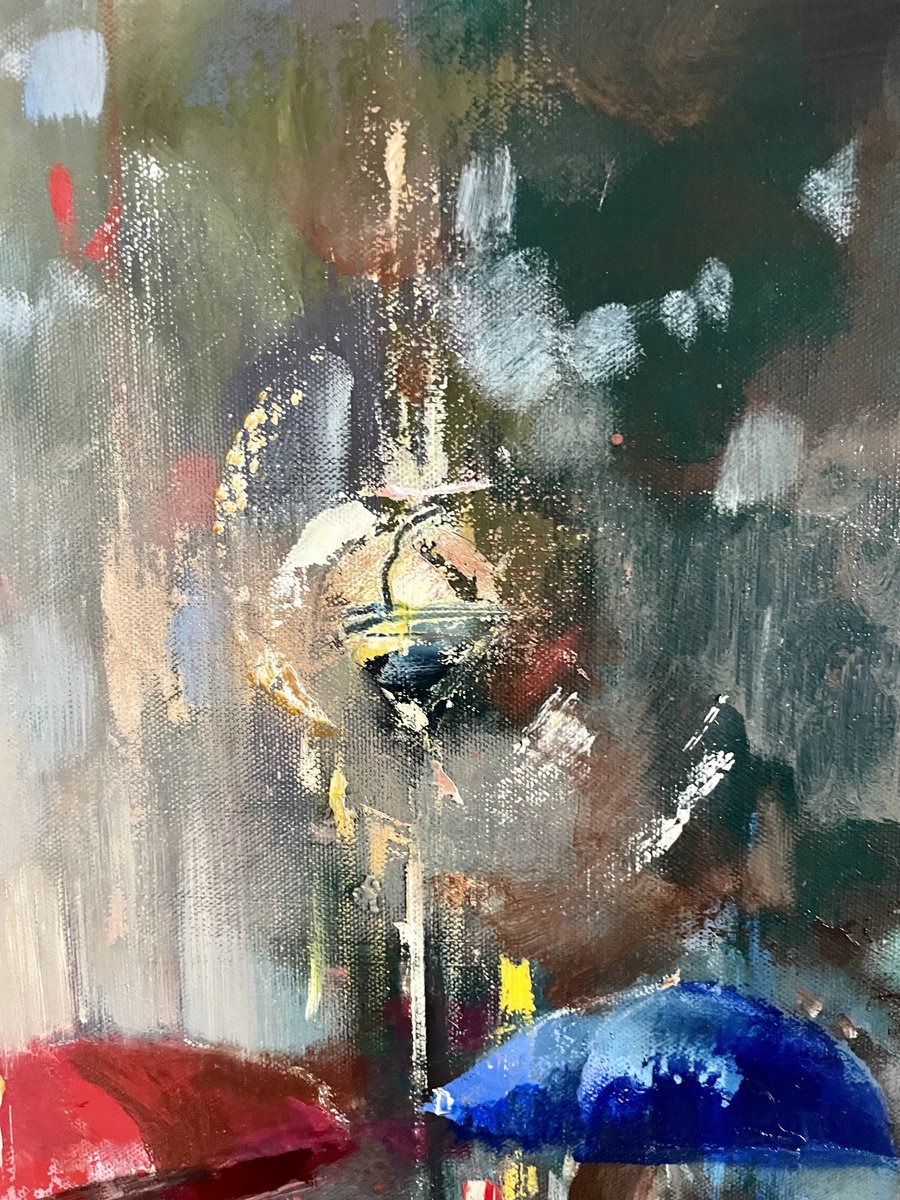 Impressionistic Cityscapes Oil Painting By Ewa Czarniecka, 24 X 32, Moonlight Walk, Original Artwork